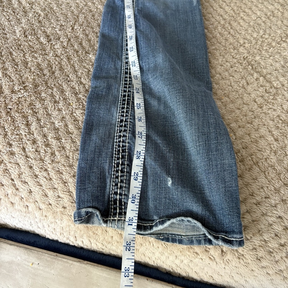Rock Revival Jeans Size 26 Women's Anja Boot Denim Rhinestones Distressed Blue - Picture 12 of 15